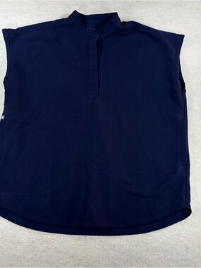 Figs Rafaela Scrub Top Sleeveless Mandarin Collar Navy Blue Size XS Women’s